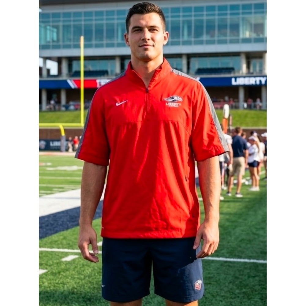 Nike Dri-Fit  Liberty University LU Flames Football Coaches Jacket Red Grey 3XL
